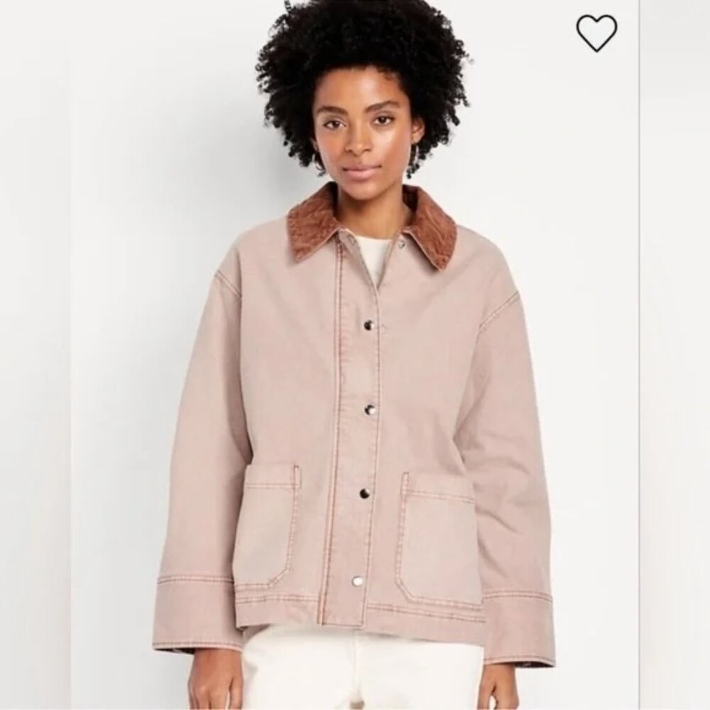 Old Navy Women's Light Pink Antique Rose Canvas Barn Jacket - M